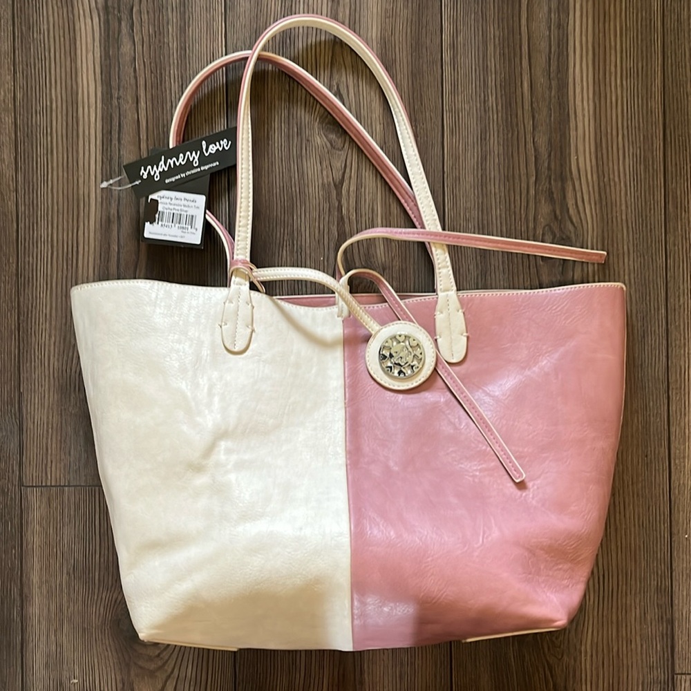 Sydney Love Reversible Vegan Leather crème/pink/silver